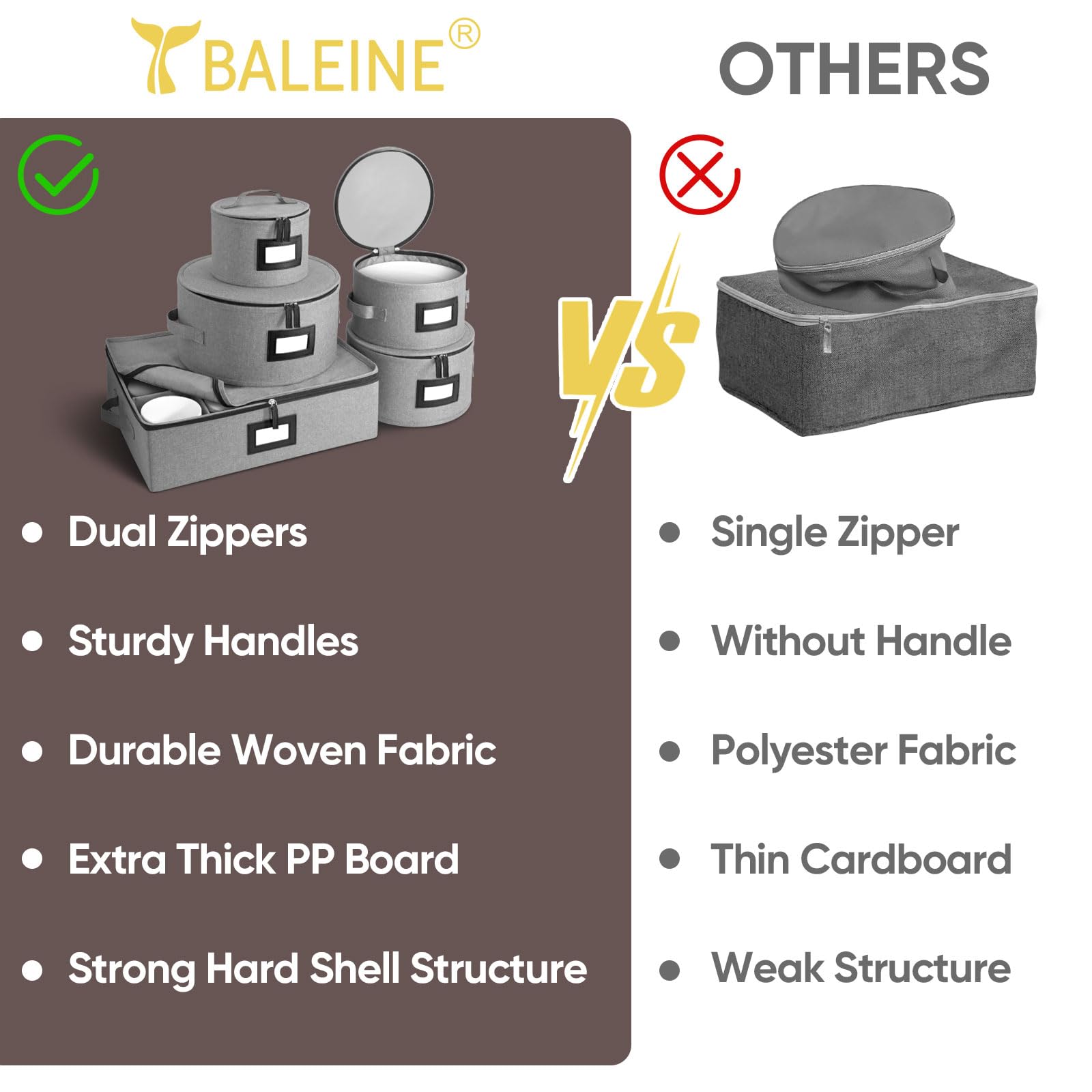 BALEINE durable carry handles and closures enable easy transport.