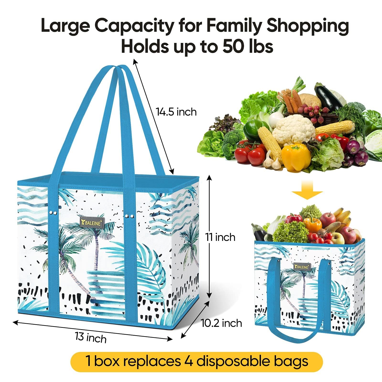 BALEINE Island Breeze bags open during loading groceries with reinforced bottom.