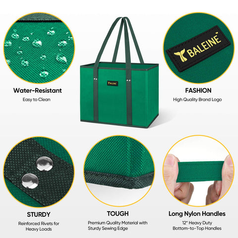 BALEINE large tote measures 10x11x13 inches, fits carts and trunks.