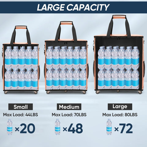BALEINE reusable grocery bags on wheels, front pocket detail, quick access