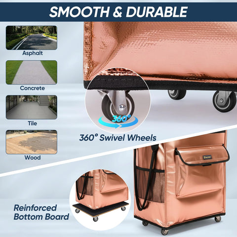 BALEINE reusable grocery bags on wheels, top pocket closed, secure essentials