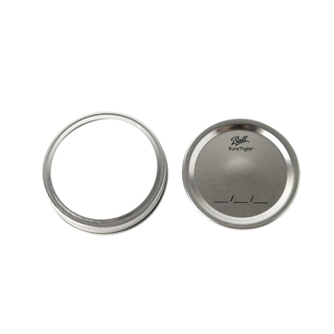 Ball airtight lids with BPA-free seal for safe storage and fermentation.