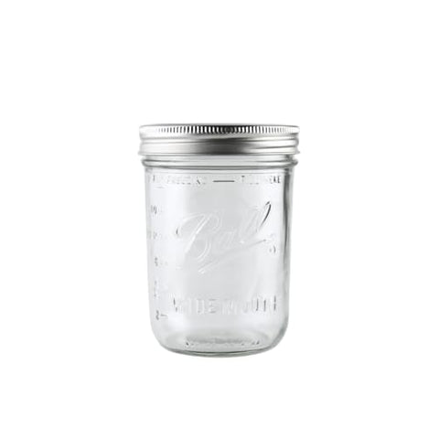 Ball fermentation jar 16oz wide-mouth ready for fermenting beverages.