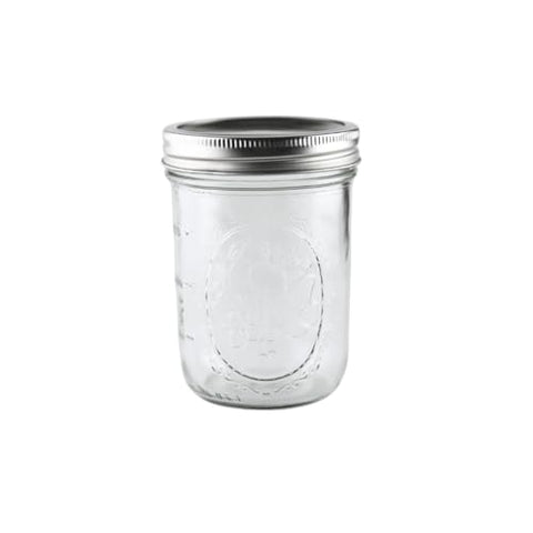 Ball glass mason jar 16oz ideal for clear food storage and labeling.
