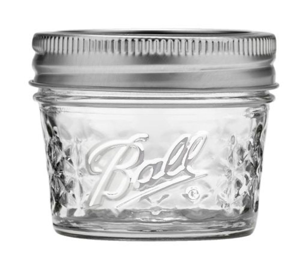 Ball jar lid close-up showing brushed-silver design for stylish storage.