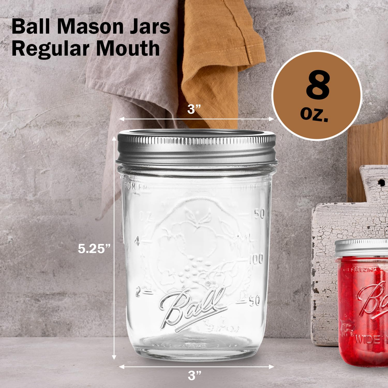 Ball mason jar 8oz ideal for jams and sauces with secure seal
