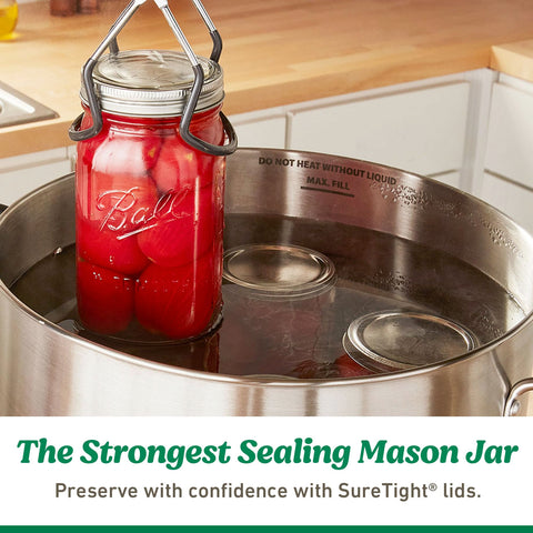 Sturdy metal bands and white lids by Ball.