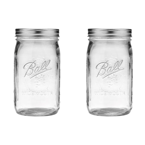 Ball Quart wide-mouth jar 2-pack with silver lids for versatile storage