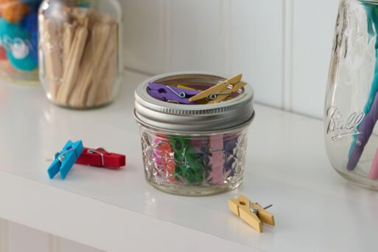 Ball stackable jars save space in the kitchen.