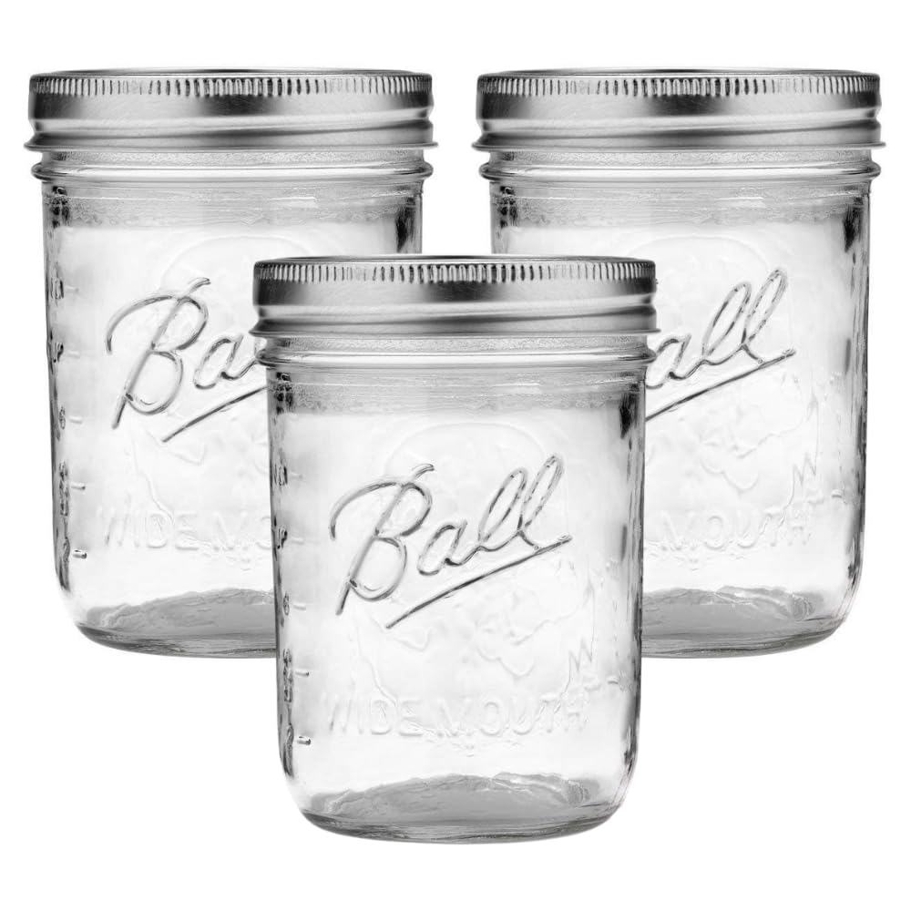 Ball wide-mouth 16oz jar set with lids and bands for easy canning and storage
