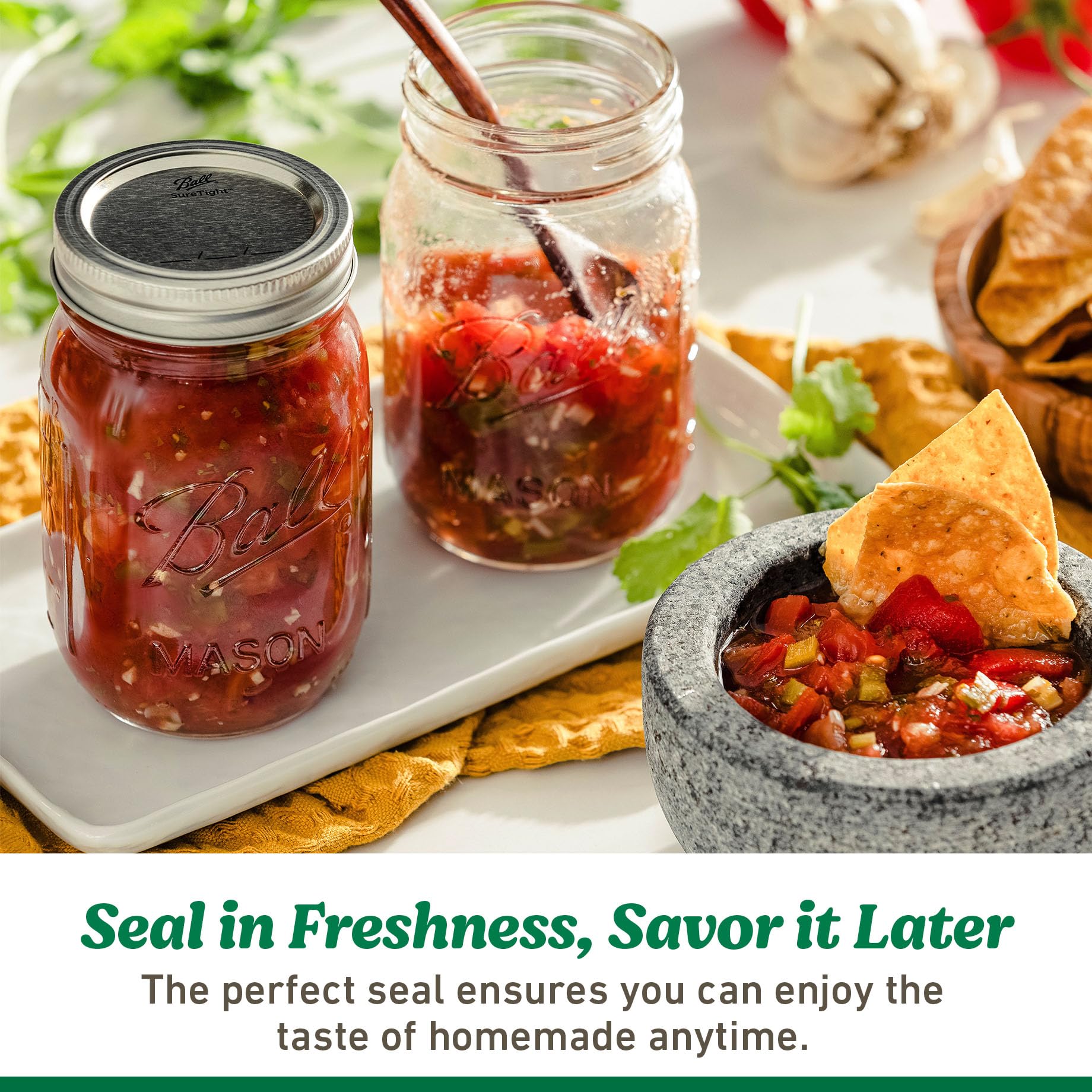 Ball wide-mouth lids ideal for canning and pantry organization.