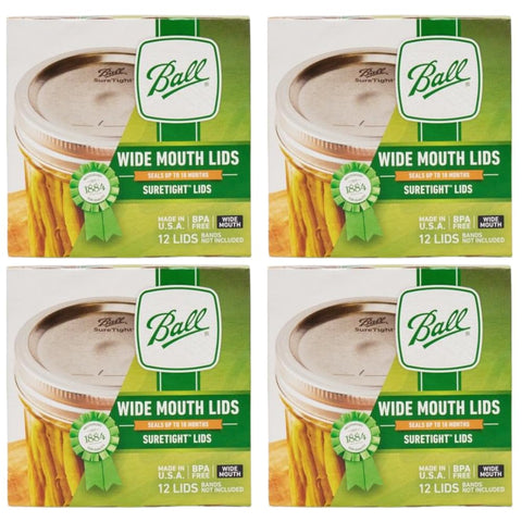 Ball wide-mouth lids secure seal for durable jar preservation.