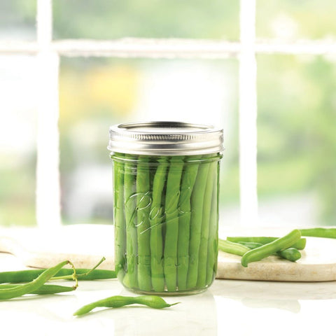 Ball wide-mouth pint 16oz jar stack highlights compact storage potential.