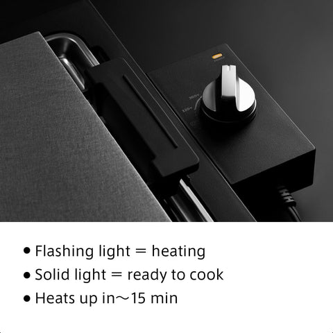 BALMUDA The Teppanyaki precision heat settings offer versatile control for searing or delicate browning.