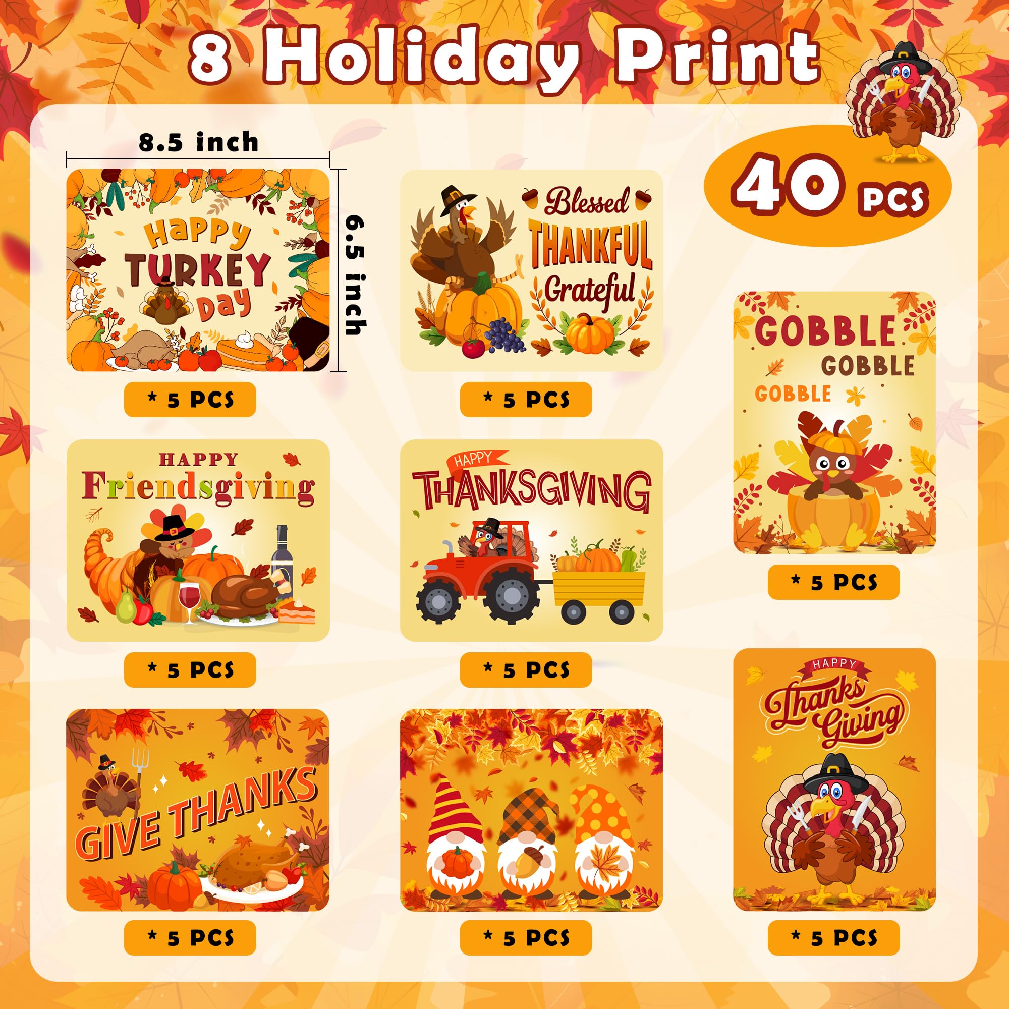 Lid designs by Bamamon featuring maple leaf, pumpkin, and turkey motifs.