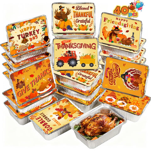 Bamamon 40-piece Thanksgiving pans with lids for easy leftovers and gifting.