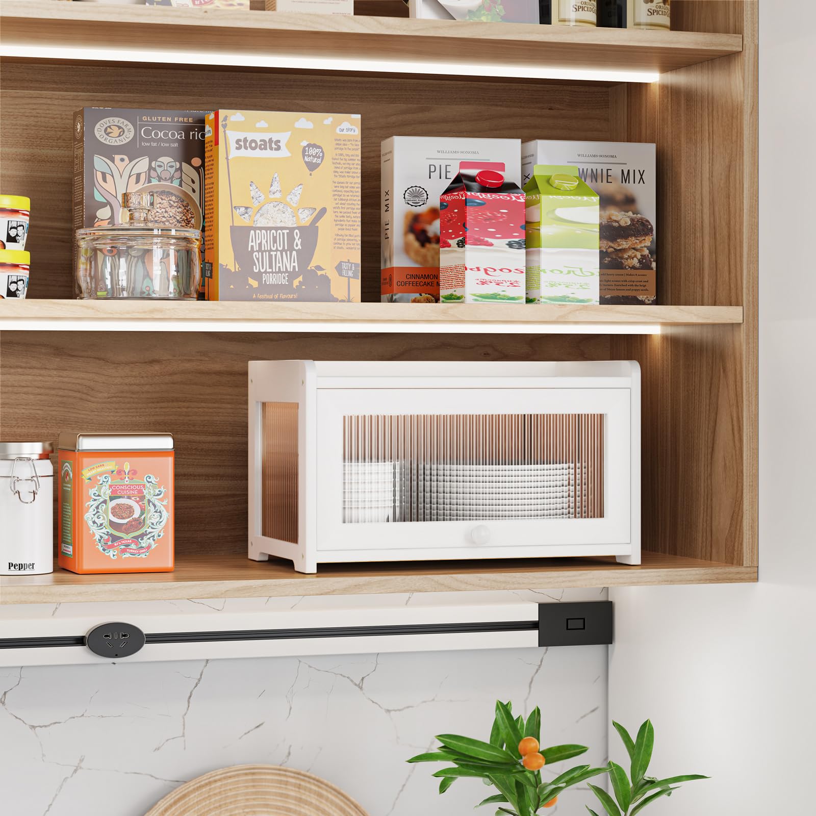 BAMBANG Bread Box anti-skid feet keep the unit steady on counters.