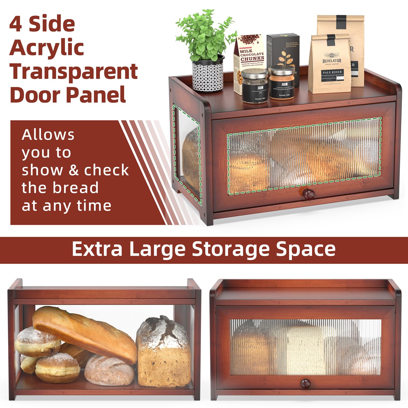 BAMBANG bread box back panel offers an unobstructed storage view.