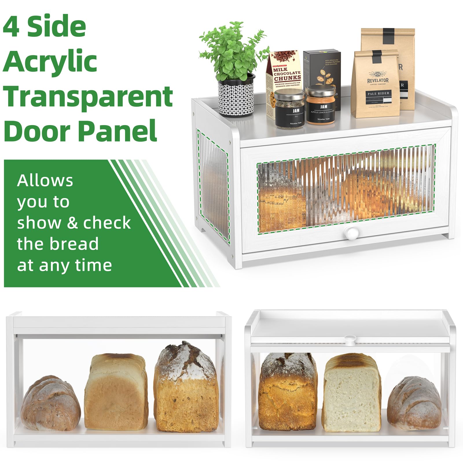 BAMBANG Bread Box back window providing full visibility of contents.