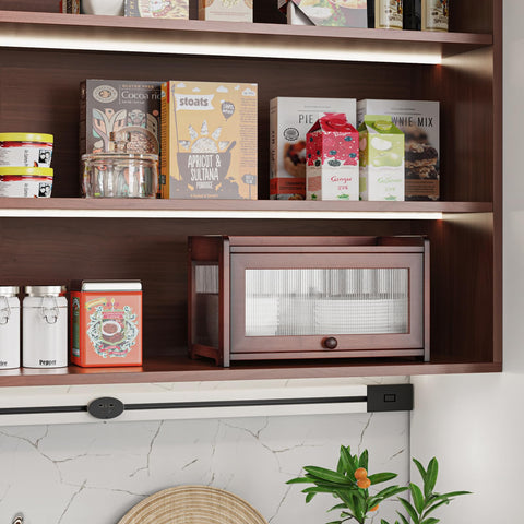 BAMBANG bread box glide-in door in use for smooth access.