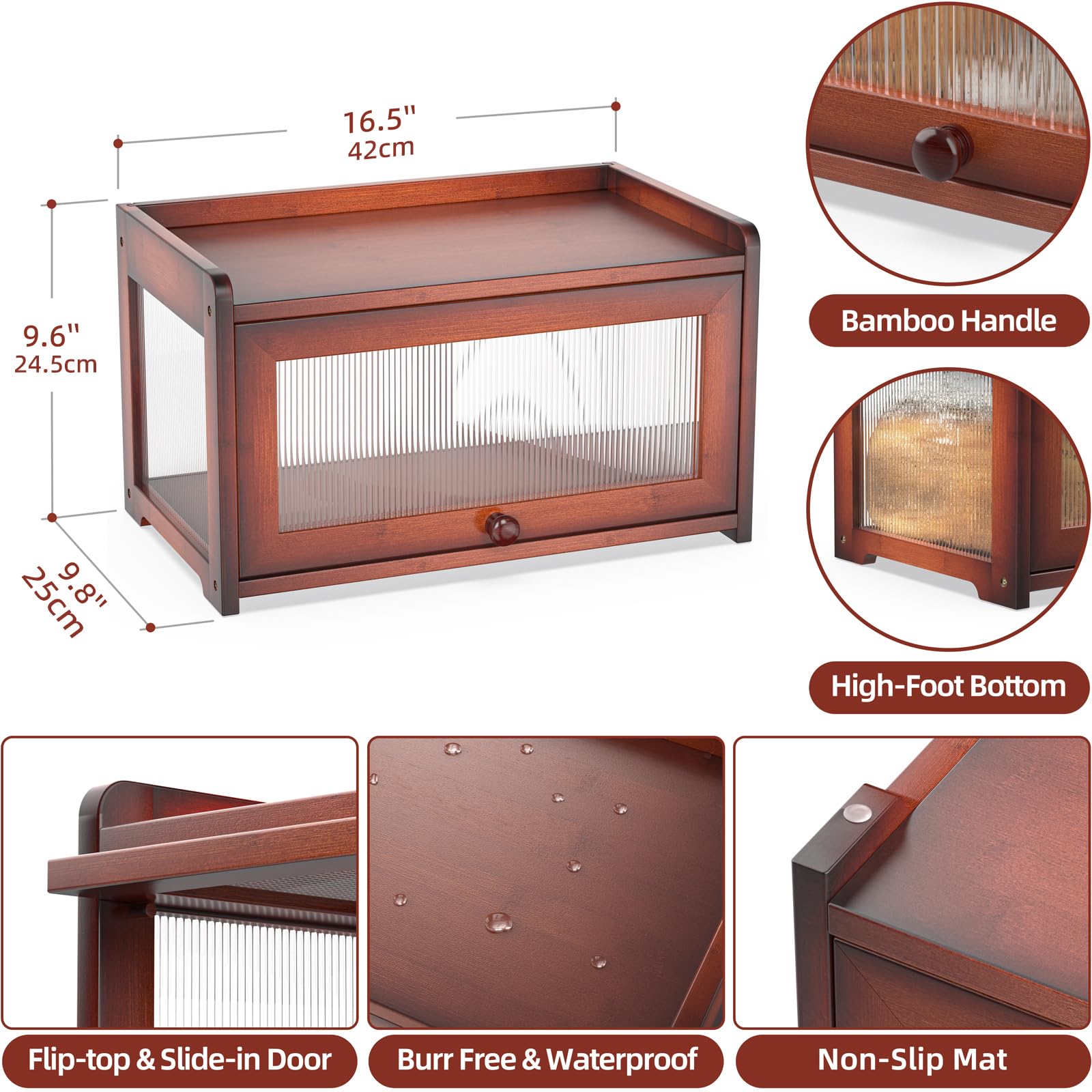 BAMBANG bread box left-side window for quick bread checks and display.