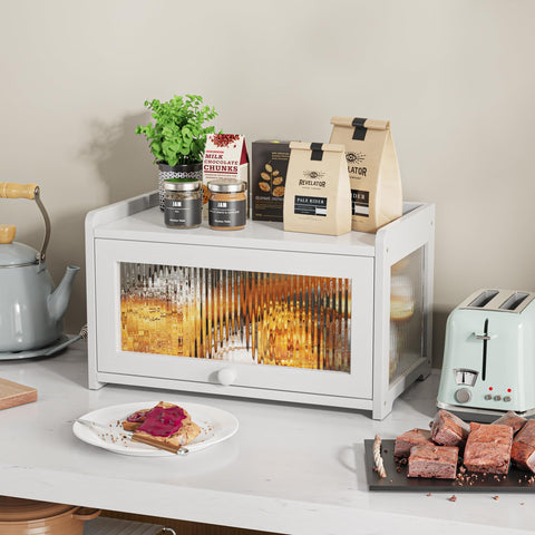 BAMBANG Bamboo Bread Box right window highlighting loaves for selection.