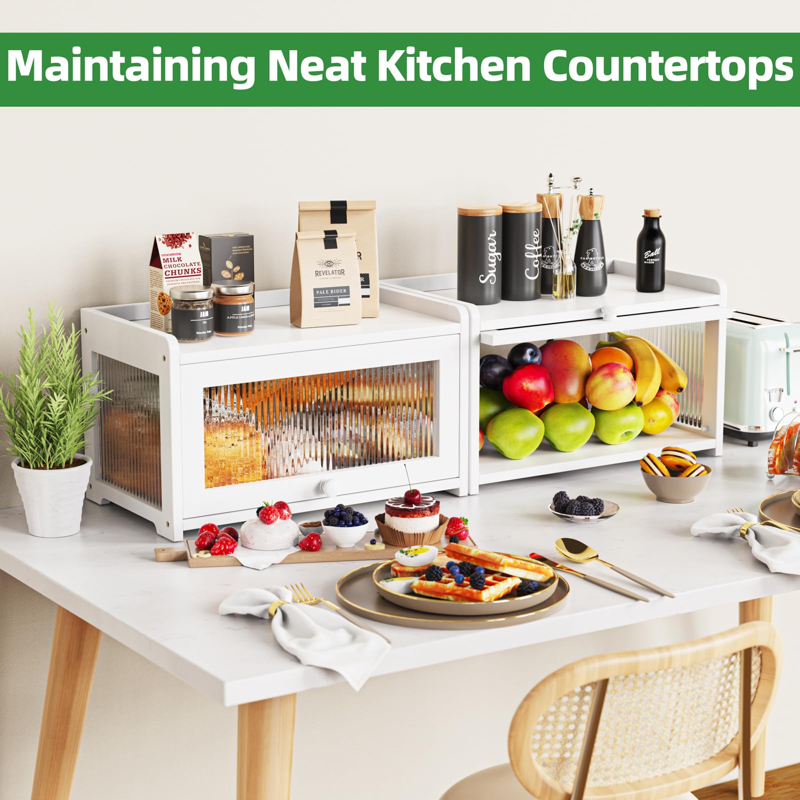 BAMBANG Bread Box slide-door for smooth, easy access to bread.