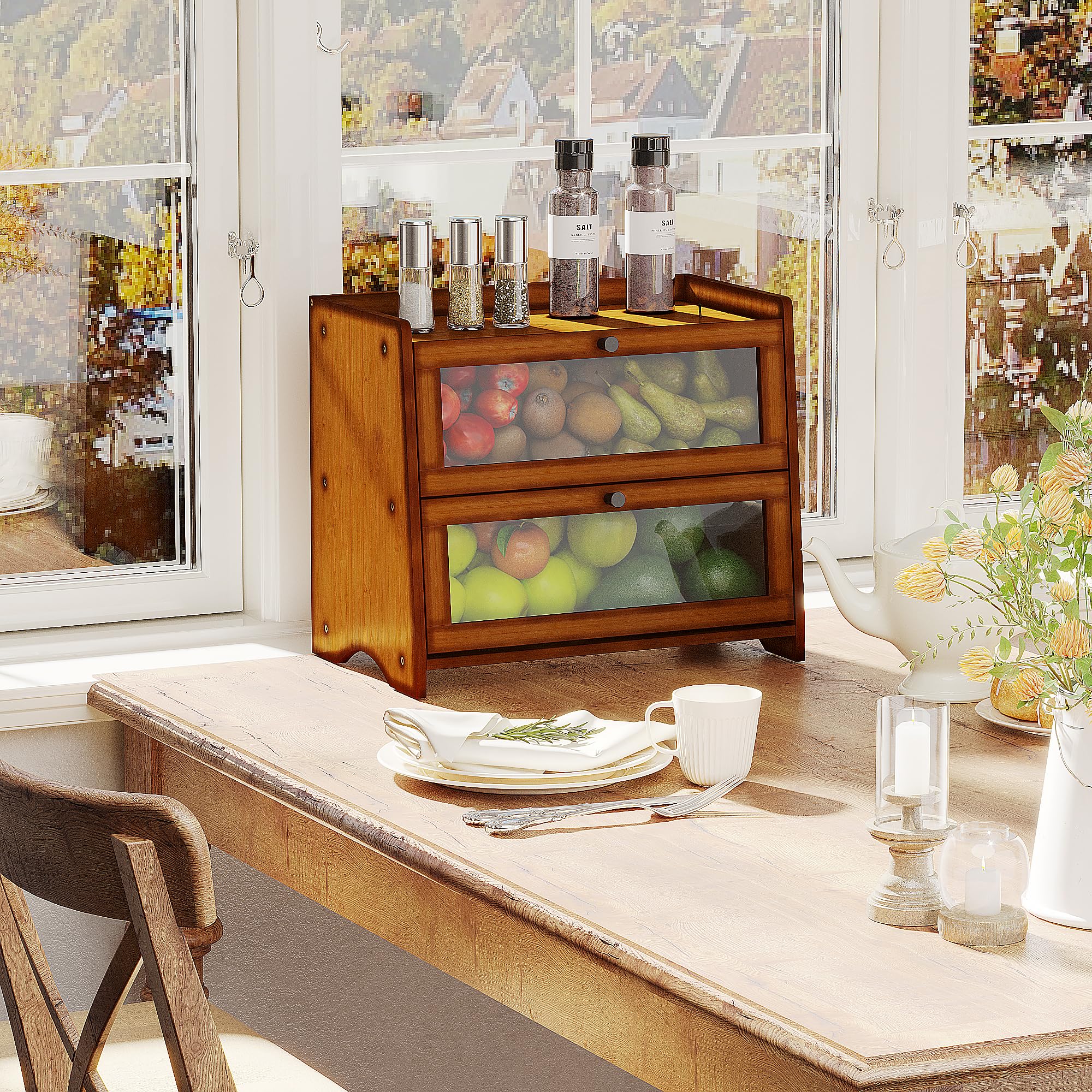 BAMBANG Bread Box elevated corners protect contents on kitchen counters