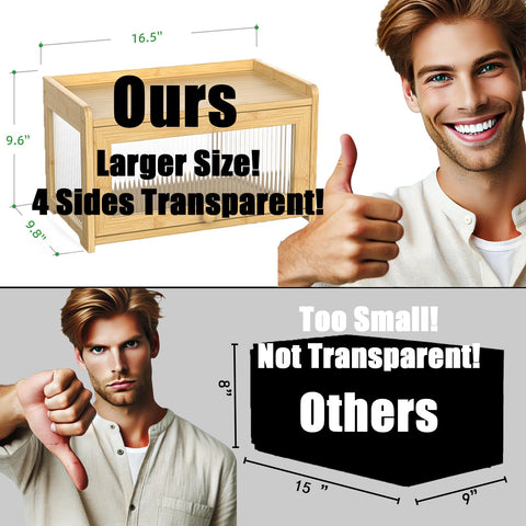 BAMBANG bread box left side view highlighting panoramic transparency