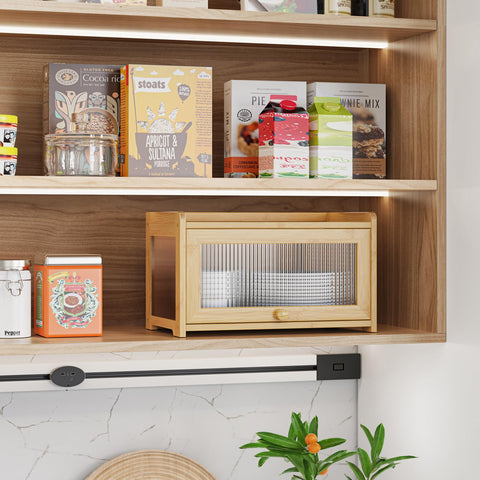 BAMBANG bread box top storage surface for extra incidentals