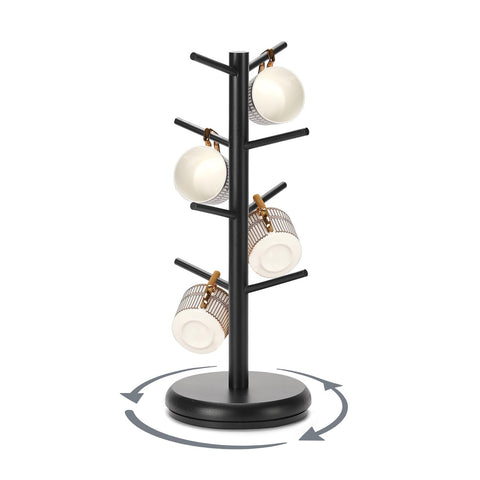 BAMBANG coffee mug tree with rotating base for easy mug placement