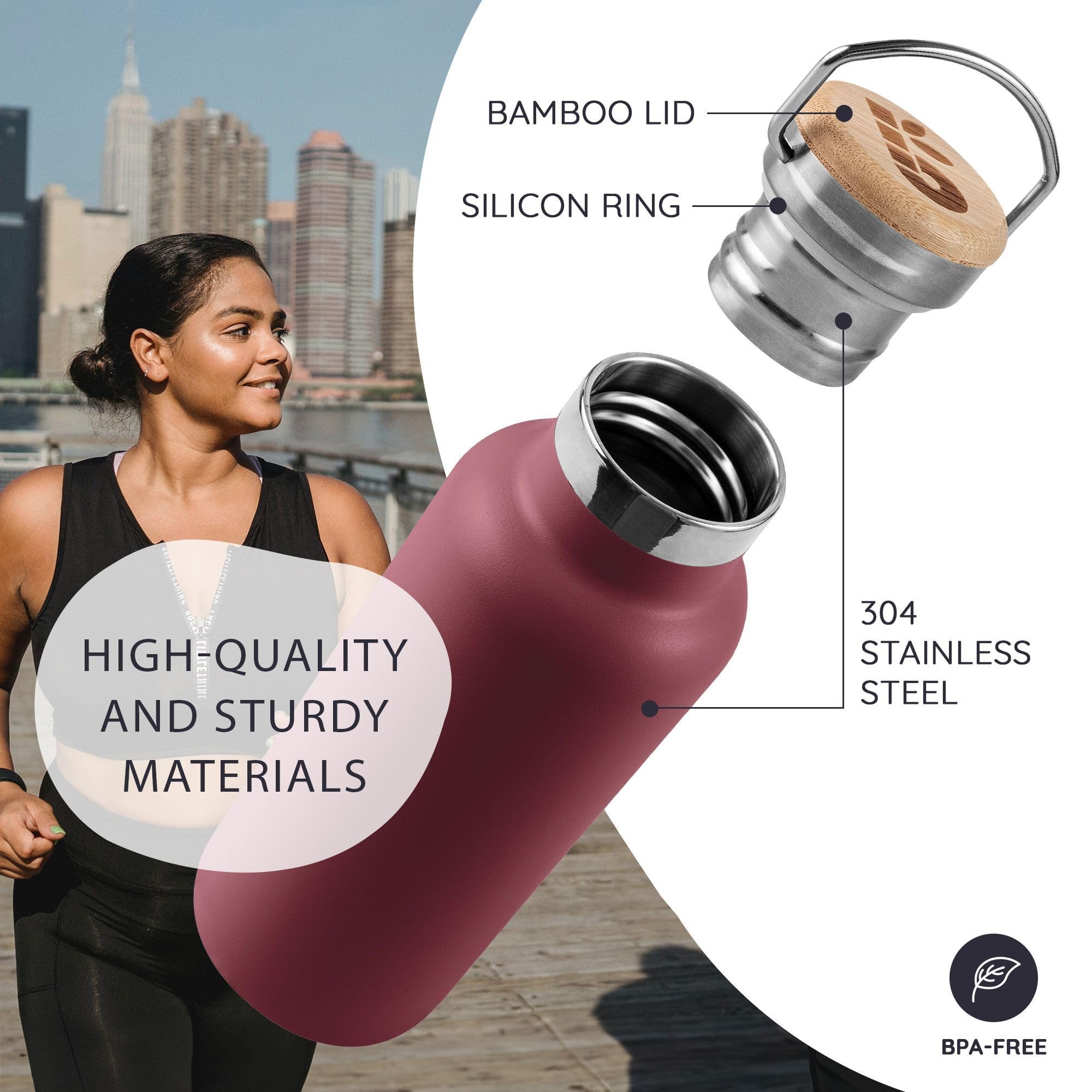 Bambaw bottle wide opening eases ice cubes and tea infusions.