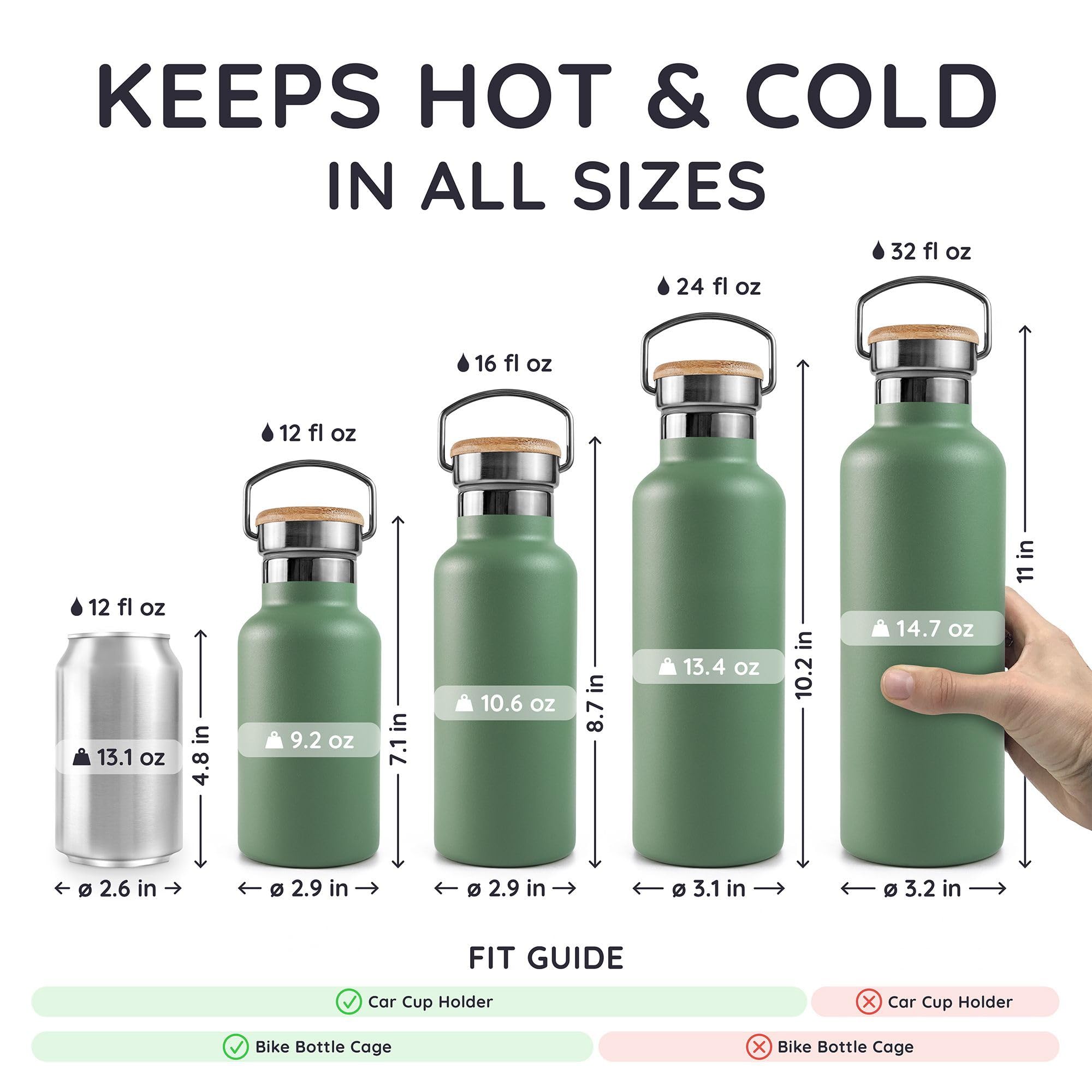 Bambaw insulated bottle green ice cubes, demonstrates versatility with frozen beverages
