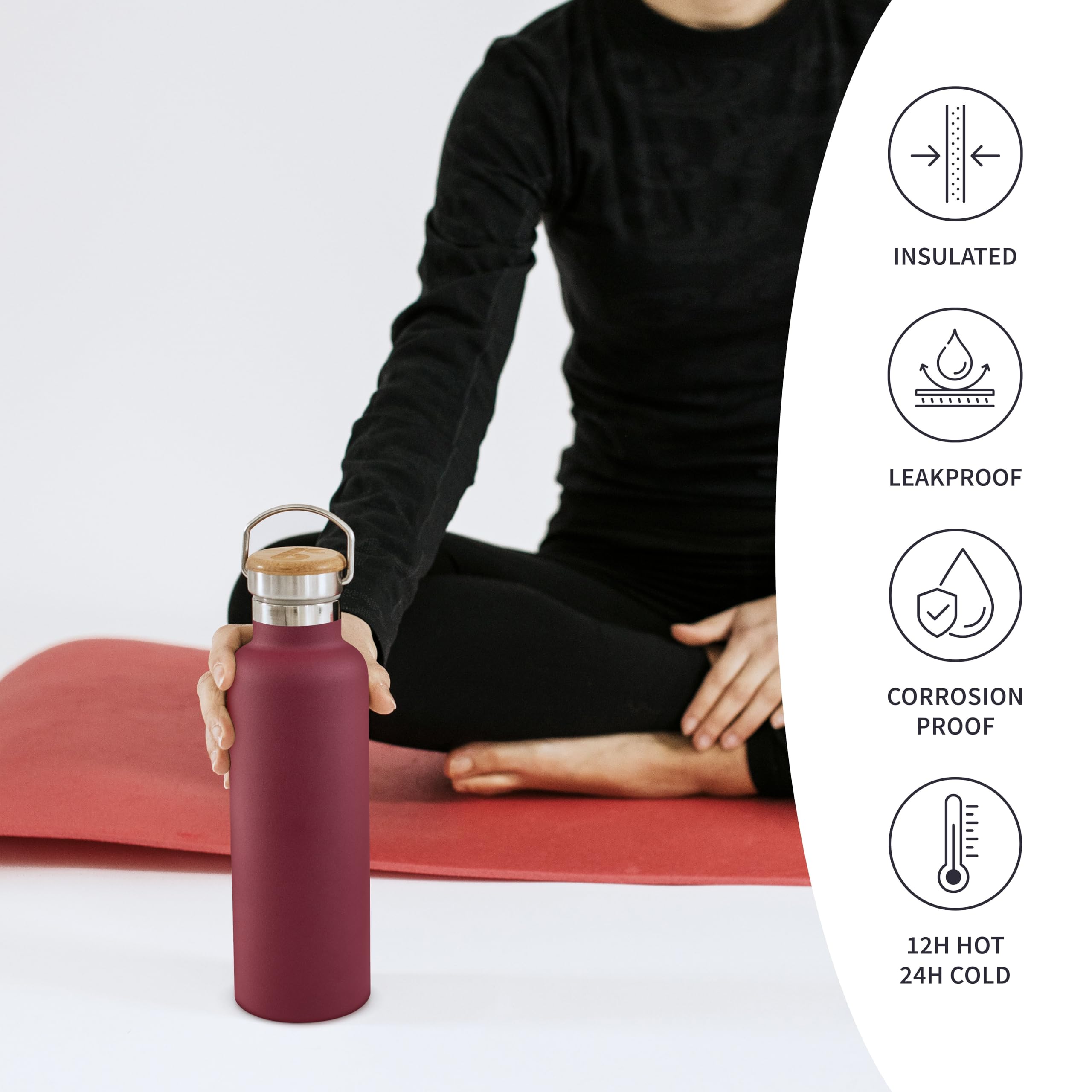 Bambaw insulated water bottle 32oz stainless steel shows heat and cold retention for daily adventures