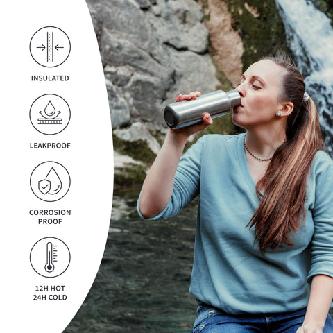 Bambaw bottle shown with ice cubes inside for cold drinks.