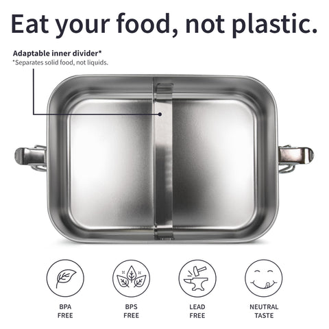 Bambaw leakproof clips and silicone seal shown, ensuring leak-free transport of foods.