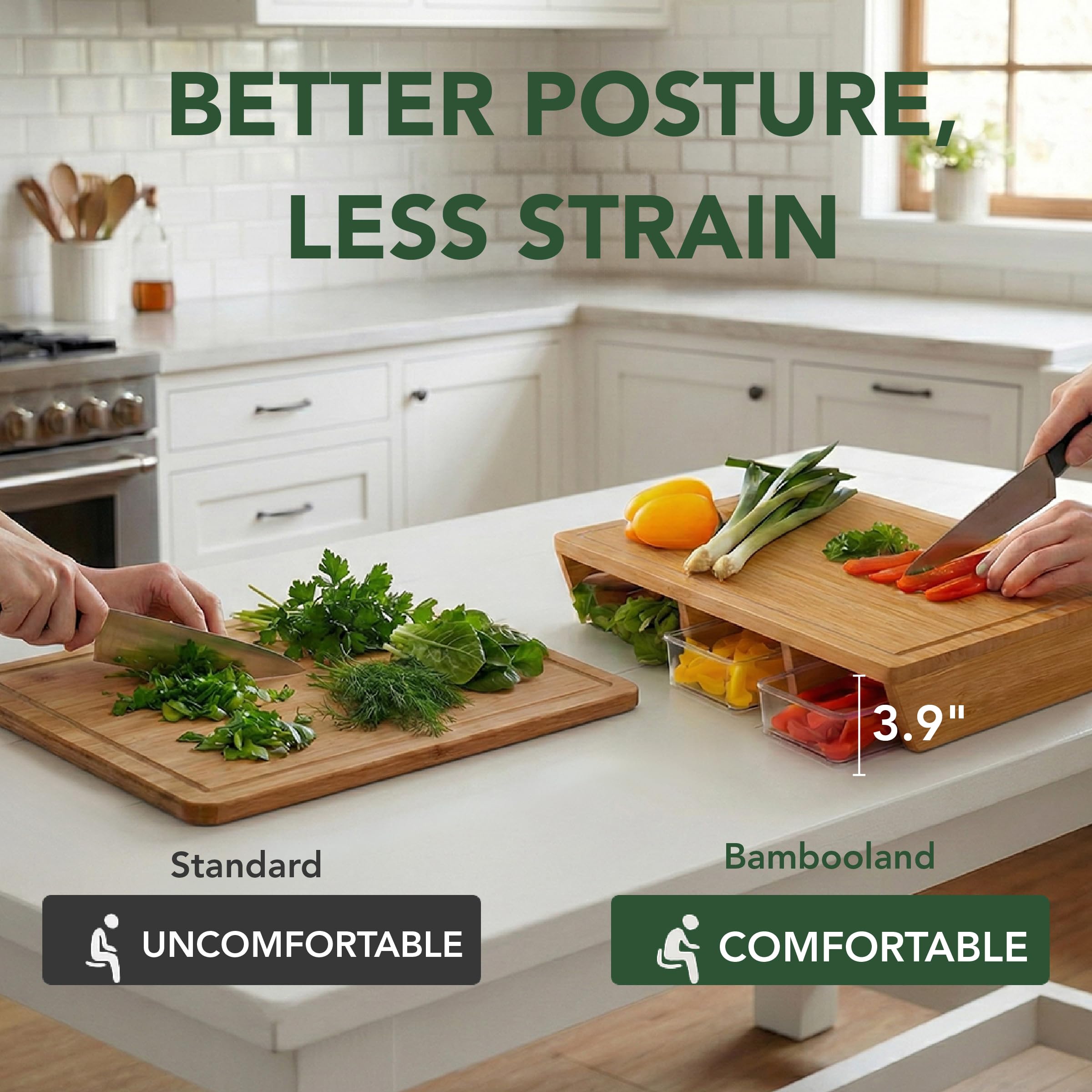 BAMBOO LAND high-profile cutting board for easy thick cuts