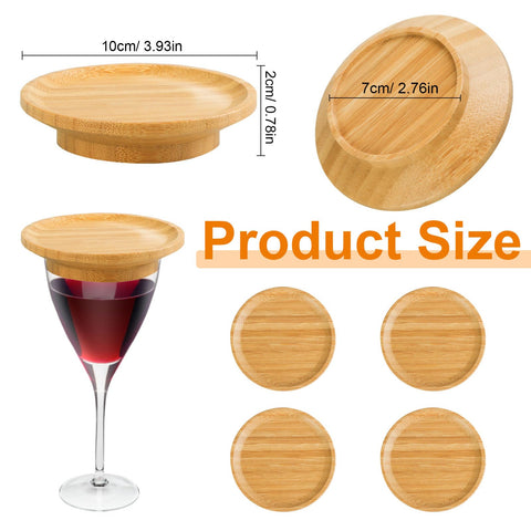 Bamboo topper placed on a wine glass highlighting compact bite presentation.