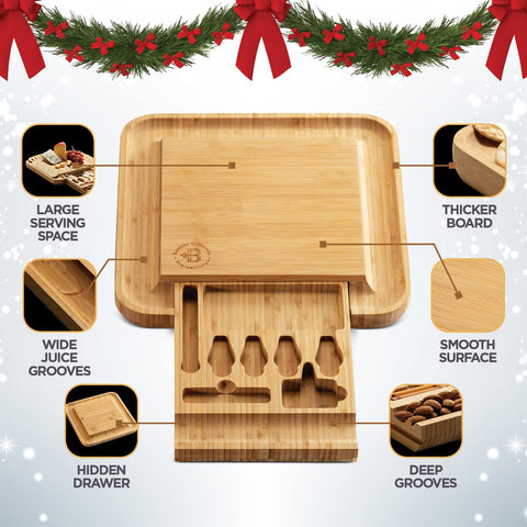 Bambüsi bamboo cheese board with knives for complete entertaining toolkit.