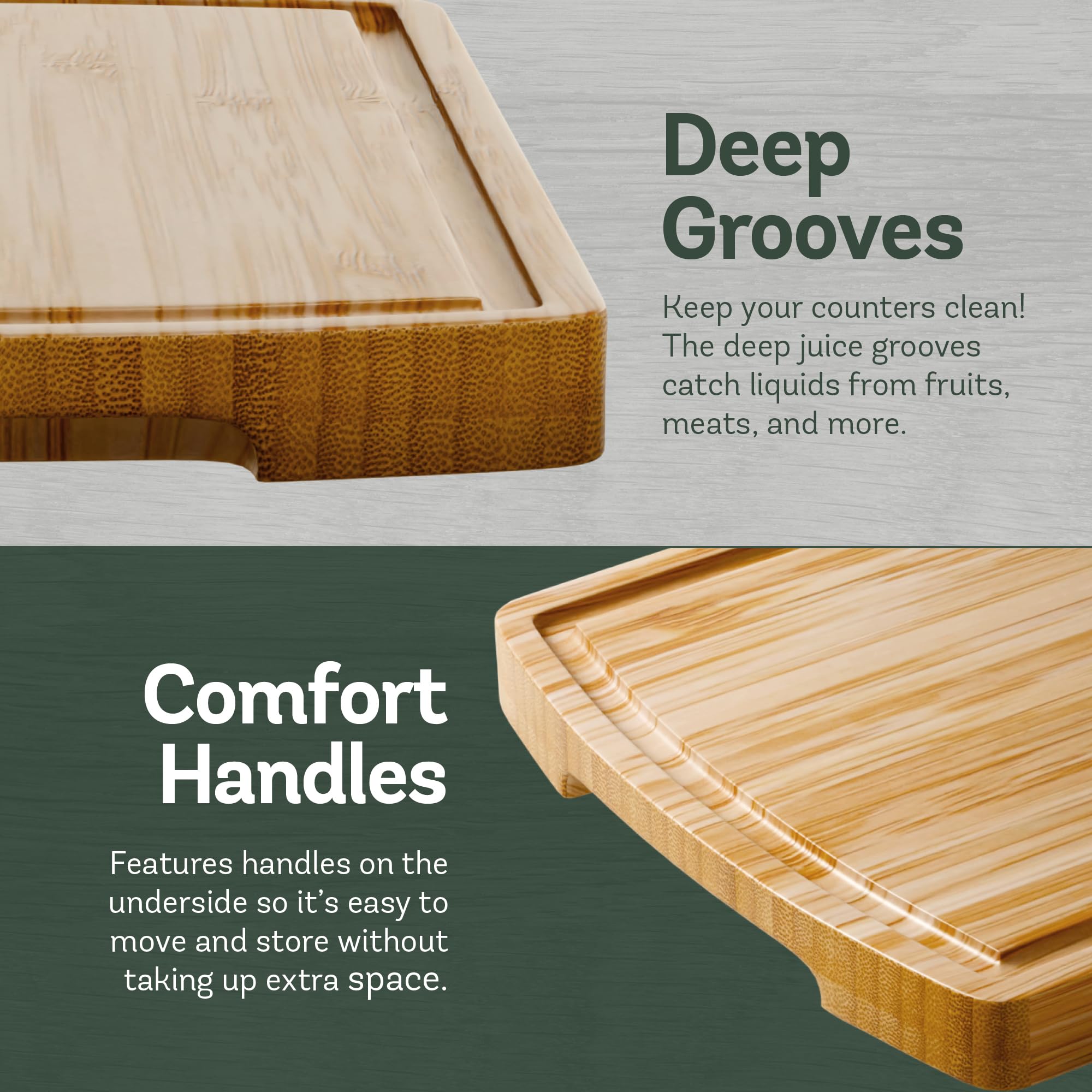 Bambüsi bamboo cutting board 15x10 surface suits mid-size prep and presentation.