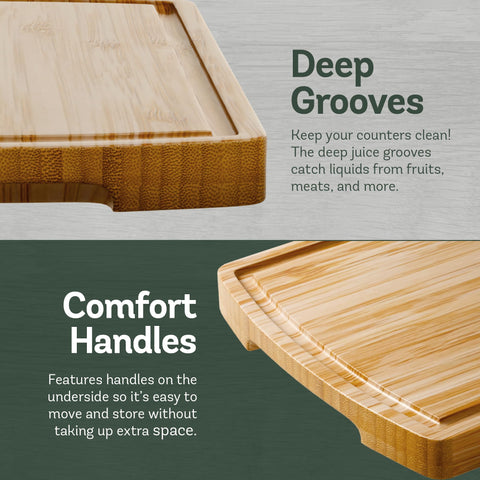 Bambüsi bamboo cutting board 15x10 surface suits mid-size prep and presentation.