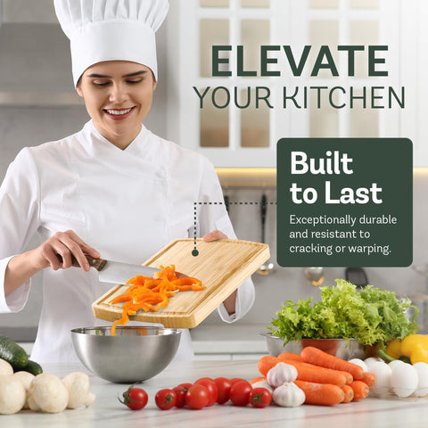 Bambüsi bamboo cutting board 18x12 layout ideal for large chopping tasks.