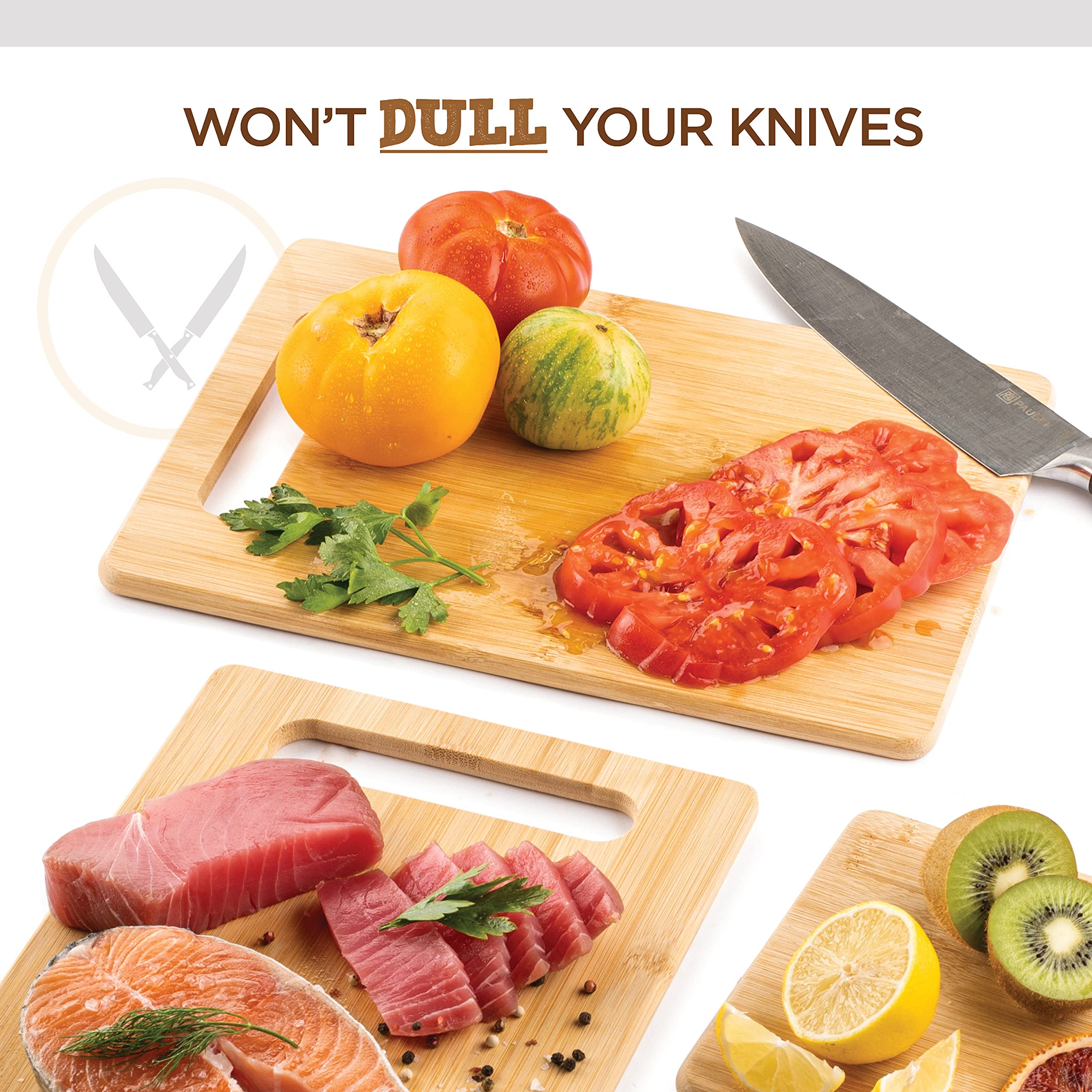 Bambüsi cutting boards in a sink showing easy cleaning