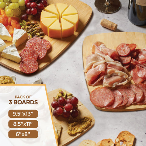 Bambüsi bamboo cutting board 11x8-5 serving-style setup for appetizers