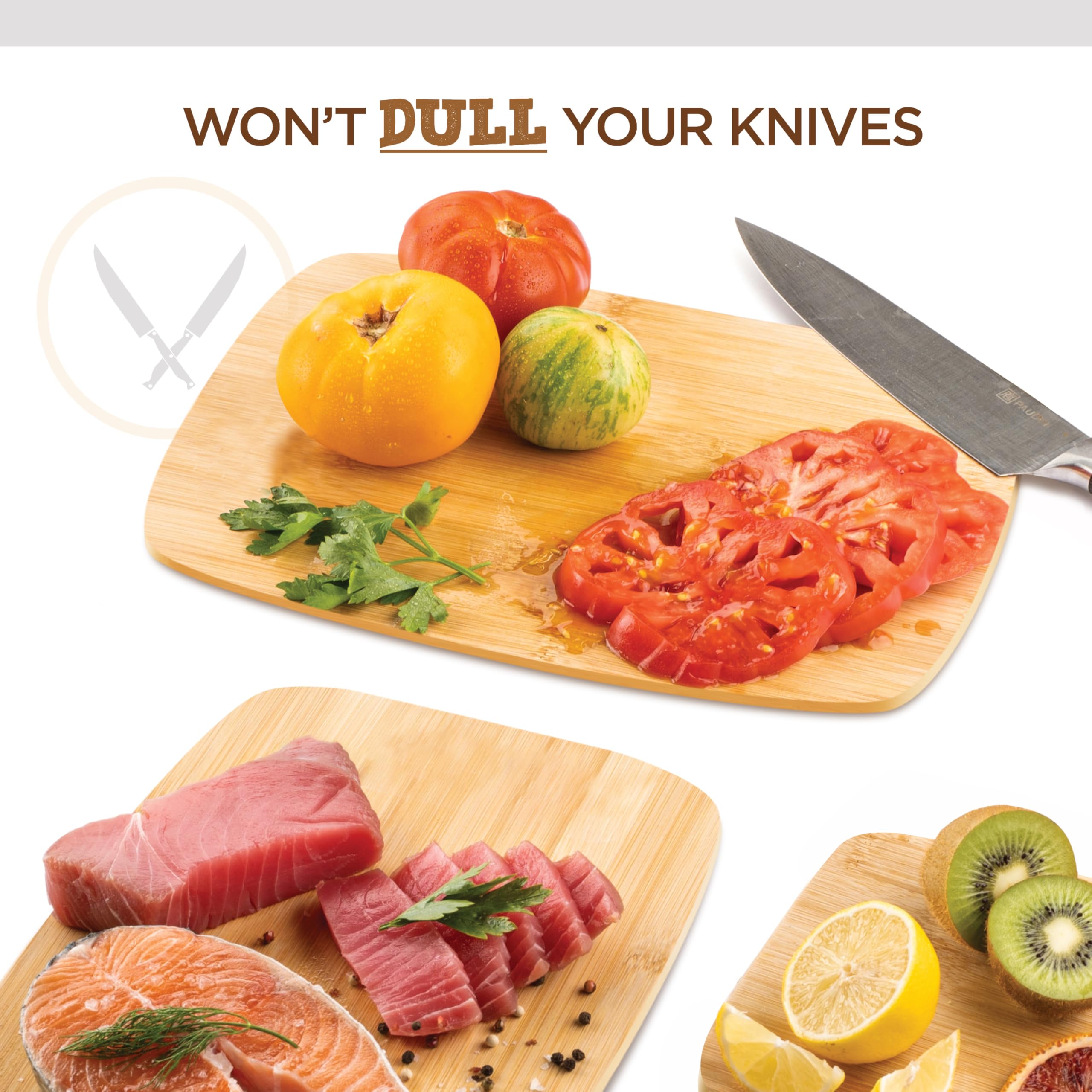 Bambüsi bamboo cutting board 8x6 reversible layout ready for prep and display