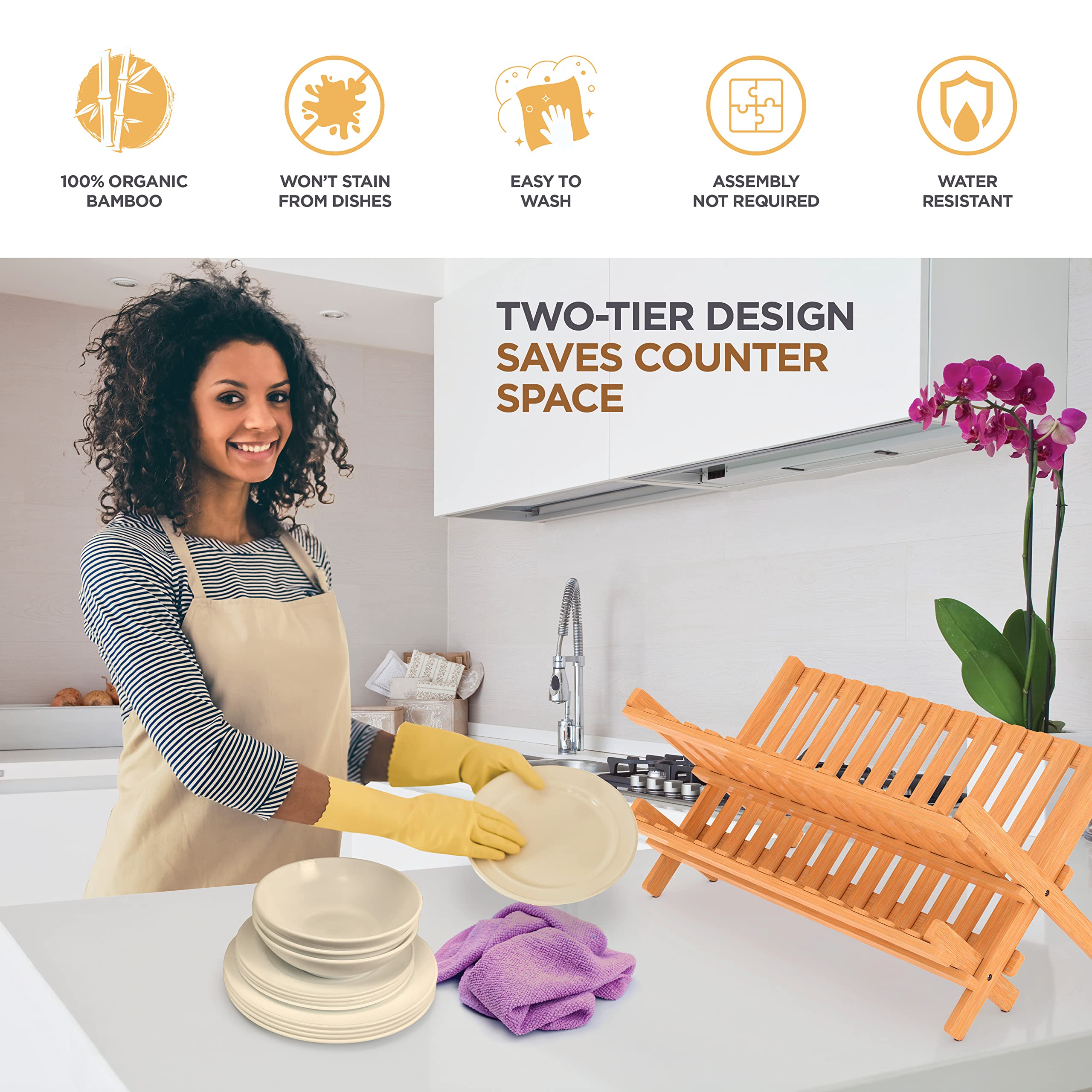 Bambüsi foldable design captured folded flat for compact storage in tight spaces.