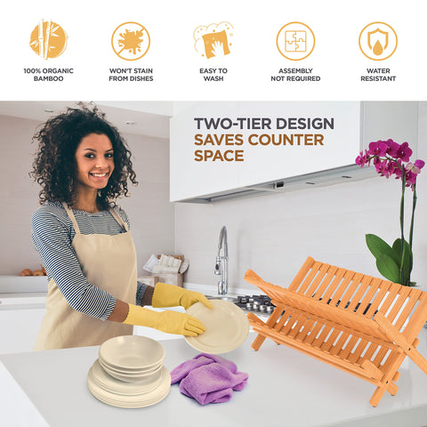 Bambüsi foldable design captured folded flat for compact storage in tight spaces.