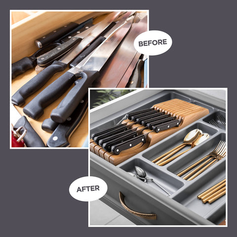 Bambusi drawer knife block easy to clean—wipe and dry.