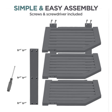 Bambüsi grey bamboo shelf on a countertop suitable for toiletries or towels.