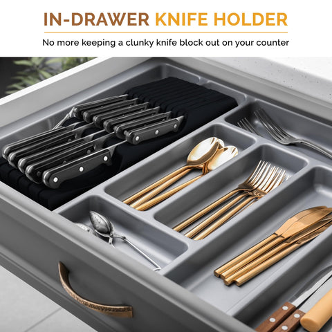 Bambüsi sleek wavy organizer blends with modern kitchen decor.